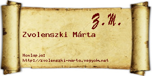 Zvolenszki Márta névjegykártya